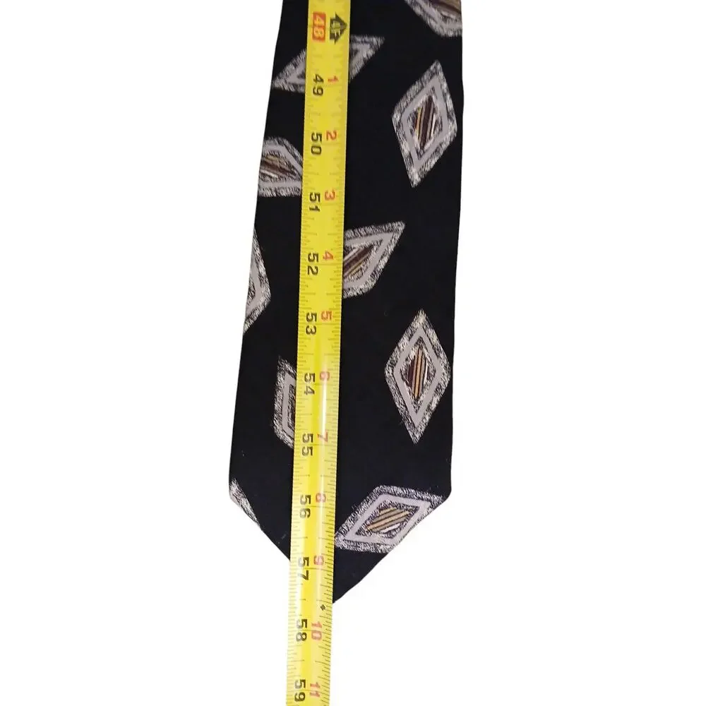 ROBERT TALBOTT Studio Men's TIE NAVY BLUE Silver GEO 3.25 X 57.5 Highlander Luxe